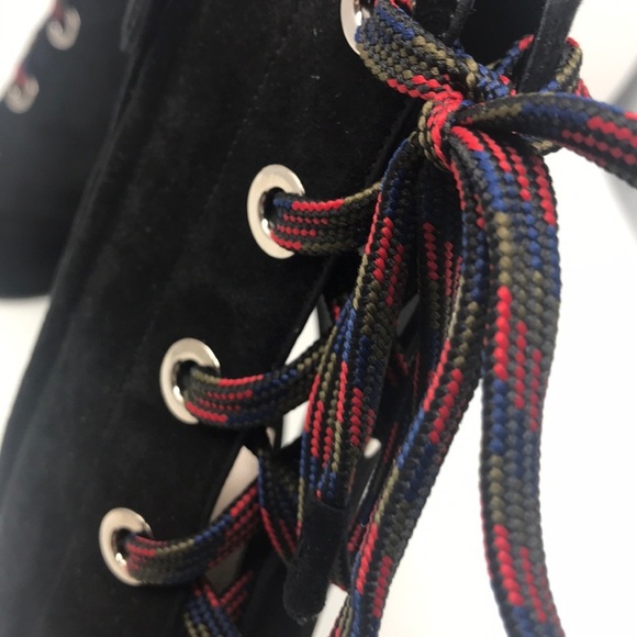 Prada Black Suede Lace Up Runway Boots - Picture 5 of 8